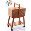 Cestino portalavoro a 3 piani con carrello - legno scuro (noce)