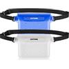 ECHTPower - Marsupio/custodia impermeabile e protettiva per cellulare, per sport acquatici, spiaggia, nuoto, canottaggio, 2 pezzi (nero/arancione)