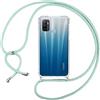 ISOI Cover Compatible con OPPO A53/OPPO A53s 2020, Trasparente Custodia con Collana OPPO A53/OPPO A53s 2020, Bumper con Cordino Antiurto Case con Angoli Rinforzati Cordoncino OPPO A53,A53s - Verde