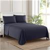 Sweet Home Collection Set di lenzuola a grandezza naturale - lenzuola di lusso traspiranti con cinghie angolari elastiche e sicure integrate - 1800 Supreme Collection - Set di biancheria da letto extra morbide e profonde - Set di lenzuola, pieno, blu navy