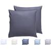 Todocama - Set di 2 federe per cuscino, in microfibra extra morbidi, ipoallergenica, Set di 2 - 60x60 cm Grigio Scuro
