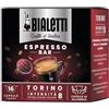 Bialetti Caffè d'Italia, Box 16 Capsule, Torino, Intensità 8, Compatibili con Macchine Bialetti sistema chiuso, 100% Alluminio