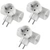 POLY POOL | PP2350.3 Adattatore Spina Schuko Adattatore con 3 Prese Schuko Standard Tedesca e Spina 16A Adattatore Multipresa di Colore Bianco