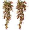 MYLERCT 2 Pezzi Piante Finte Cadente, 80 cm Simulazione Piante Artificiali da Interno, Edera Artificiale Rossa, per Matrimonio, Giardino, Balcone, Camera da Letto Interna, Decorazione Della Parete