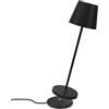 K-Bright Lampada LED Dimmerabile da tavolo in alluminio, H38cm，Ricaricabile Colore luce calda Per interni/esterni Lampada da tavolo con base di ricarica a contatto (Nero)