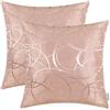 CaliTime Confezione da 2 federe per Cuscini Conchiglie per Divano Divano Decorazioni per la casa Cerchi Moderni Brillanti e opachi Cerchi Anelli Geometrici 16 x 16 Pollici Rosa Antico