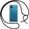 Pnakqil Custodia Cordino Cover per Samsung Galaxy A12/M12 6.5 Girocollo Collana Cordoncino Collo Cordini Cordino Tracolla Catena Silicone Protettiva Trasparente Custodia per Samsung A12 Cover, Nero