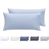 Todocama - Set di 2 federe per cuscino, in microfibra extra morbidi, ipoallergenica, Set di 2 - 80x40 cm Azzurro