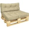 VOUNOT Set Cuscini per Pallet, Cuscino Bancale Impermeabile per Internio ed Esterno, Seduta 120x80, Schienale 120x40, Beige