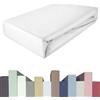 Edda Lux Premium - Lenzuolo con Angoli per materassi con altezza da 20 a 40 cm, 90 x 200/220 cm, 100 x 200/220 cm, 95% Cotone 5% Elastan, OEKO-Tex, in Jersey, colore: Bianco