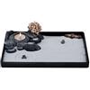 ICNBUYS Set di portacandele in ciottoli da giardino Zen fatto a mano con attrezzi da giardino Zen, sabbia, vassoio base e accessori gratuiti