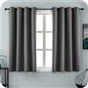 GIRASOLE HOME Coppia Tende Grigie Oscuranti Termiche Morbide Tinta Unita Tenda Isolante per Soggiorno Camera e Interni 2 Pannelli con Occhielli 140x145cm
