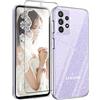 Vauki Cover per Samsung Galaxy A52/A52s 5G con 1 Pezzi Vetro Temperato Custodia Glitter Trasparente Brillantini TPU Silicone Protettiva Crystal Case Clear per Samsung A52 4G