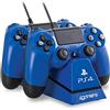 4GAMERS PS4 - Ladestation Play & Charge Blau (Controller-Halterung inkl. 2 USB-Ladekabel)