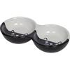 Nobby Gatti in Ceramica, Doppia Ciotola, Colore Nero/Bianco, 22 x 11,5 x 3,5 cm, 1 Pezzo