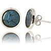 Dragon Porter Orecchini a Bottone Piccolo Lusso; Gioielli per Donne (Stile 11 - Rotondo Blu Scuro Argento)