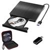 Arozxin Masterizzatore DVD CD Externo, Tipo-C e USB 3.0 CD DVD/-RW Lettore di Riscrittore DVD / CD ROM Sottile, Trasferimento Ad Alta Velocità per Laptop MacBook PC Desktop, Con Custodia Protettiva (Black)