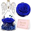 Yamonic Festa della Mamma Idee Regalo,Rosa Eterna Regalo Donna, Rosa Stabilizzata con Angelo di Vetro Regali Mamma Compleanno, Angeli Custodi Regali Nonna, Fiori Eterni con Statuette Angeli Natale