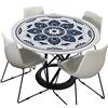 Morbuy Tovaglia Rotondo in Poliestere con Bordo Elastico, Mandala Stampa Lavabile Tovaglie da Tavola Impermeabile Tovaglia per Salotto Pranzo Giardino Decorazione (Blu Bianco,90cm)