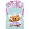 Clintons, biglietto di compleanno per sorella, con orso in maschera, 11 x 15 cm