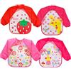 FILOWA Bavaglino Manica Lunga, 4 Pezzi Bavaglini con Maniche Impermeabile Grembiule Svezzamento Bavette Pappe Neonati Asilo Bambino per Pittura, Giocare e Mangiare 6 Mesi a 3 Anni, Rosa