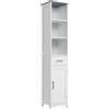 kleankin Armadietto Bagno con Scaffale a 3 Livelli, 1 Cassetto e 1 Mobiletto, in MDF Verniciato, 34x30x163cm, Bianco e Grigio|Aosom