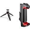 Manfrotto Mtpixievo-Bk Treppiedi Da Tavolo A 2 Sezioni, Per Fotocamere Compatte, Mirrorless, Alluminio, Nero & MCPIXI - Attacco Universale per Smartphone, Versione Pro