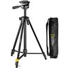 National Geographic, Treppiede Foto Medio con Testa 3 Vie e Sblocco Rapido, Gambe a 3 Sezioni, Chiusura Leva, Colonna Centrale a Cremagliera, Portata max 1,5kg, Borsa Inclusa, Alluminio, NGPH000