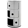 Kartell Componibili Contenitore 3 Elementi, ABS, Base Tonda, Cromato, 32 x 32 x 58.5 cm