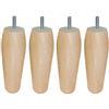 Margot Atelier d' Artista Oliva - Set di 4 Piedi di Rete, Legno, Vernice Naturale, 5,5 x 5,5 x 18 cm