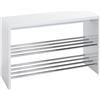 HAKU Panca per Scarpe Cromo, Bianco, MDF, Metallo - Dim. L 81 cm x A 55 cm x P 30 cm, Stile Moderno