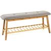 HAKU Panca portascarpe Bambù grigio Bambù Scarpiera con Seduta imbottita Tessuto - Dim. L 100 cm x A 44 cm x P 30 cm Stile Bohemien