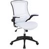 Flash Furniture Sedia da Ufficio Girevole, con Schienale a Mezza Altezza in Mesh, Ergonomica, con Braccioli Ribaltabili, Bianca