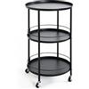 HAKU Möbel Carrello di servizio nero, metallo - Dim. A 75 cm x Ø 45 cm, Stile Moderno