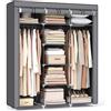 SONGMICS Armadio in Tessuto, Guardaroba Pieghevole con Barra di Sospensione, Appendiabiti, Scaffale per Borse, Giocattoli, Scarpe, Soggiorno, Camera da Letto, 150 x 45 x 175 cm, Grigio RYG12G