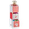 Relaxdays Scaffale per Giocattoli con 3 Scatole, Bambini Bambine Design Swan Princess HBT 89x27,5x30 cm, Bianco/Rosso