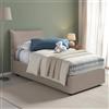 Talamo Italia Letto Singolo Livia, Letto Contenitore con Rivestimento in Ecopelle, 100% Made in Italy, Apertura Laterale, Adatto per Materasso Cm 80x190, Tortora