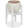 Relaxdays Portavasi in Bambù, Regolabile, per Vasi da max. 32 cm, Portafiori, Supporto per Piante, H:35,5 cm, Bianco