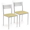 ASTIMESA SCSIBE Sedia da Cucina, Alluminio Struttura in Metallo Similpelle Beige, Altura de asiento 45 CMS