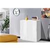 Dmora Credenza Raoul, Madia da Cucina a 2 Ante, Buffet da Soggiorno, 100% Made in Italy, cm 81x44h86, Bianco Lucido