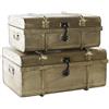 DRW Set di 2 bauli in metallo in oro 68 x 42 x 31 cm