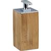 Relaxdays Portasapone Liquido bambù, Ricaricabile, HxLxP: 17 x 7 x 7 cm, Dosatore Lozioni, 225 ml, Legno, Naturale