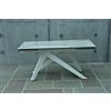 KONTE.DESIGN Tavolo TRIBECA allungabile in vetroceramica effetto marmo, gambe a piramide in metallo bianco, 160x90-240x90 cm