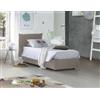Talamo Italia - Letto singolo Clarissa, Letto contenitore con rivestimento in tessuto, 100% Made in Italy, Apertura frontale, adatto per materasso Cm 80x190, Tortora