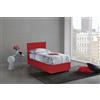 Dmora Letto Singolo Candida, Letto Contenitore con Rivestimento in Tessuto, 100% Made in Italy, Apertura Laterale, Adatto per Materasso Cm 80x190, Rosso