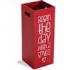 VERSA Fluor Portaombrelli per Ingresso, Corridoio, Camera, Giardino. Portaombrelli Piccolo e Moderno, Misure (A x L x l) 53 x 21 x 21 cm, Legno MDF, Colore Rosso e Nero