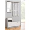 Dmora Mobile da Ingresso con Specchio e scarpiera, Entratina con cassetto, Legno, 100 x 25 x 180 cm, Bianco e Cemento