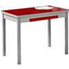 ASTIMESA Ali di Cristallo Tavolo da Cucina, Metallo Vetro Legno, Rosso, 90x50cm