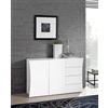 Dmora Credenza Tommaso, Madia da Cucina a 2 Ante e 4 cassetti, Buffet da Soggiorno, 100% Made in Italy, cm 124x40h82, Bianco Lucido