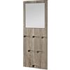 HAKU Möbel Appendiabiti da parete cromo, rovere tartufo, MDF, metallo, specchio - Dim. L 30 cm x A 80 cm x P 6 cm, Stile Moderno